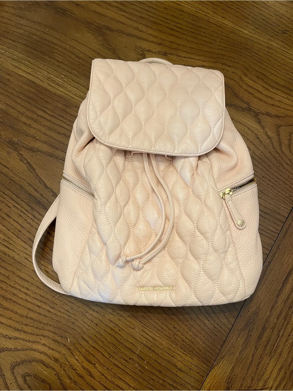 Vera Bradley Quilted Amy Pale Pink Leather Backpack